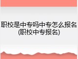 职校是中专吗中专怎么报名(职校中专报名)
