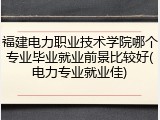 福建电力职业技术学院哪个专业毕业就业前景比较好(电力专业就业佳)