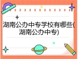 湖南公办中专学校有哪些(湖南公办中专)