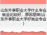山东外事职业大学什么专业就业比较好，原因是啥(山东外事职业大学好就业专业)