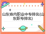 山东省内职业中专排名(山东职专排名)