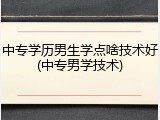 中专学历男生学点啥技术好(中专男学技术)