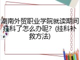 湖南外贸职业学院就读期间挂科了怎么办呢？(挂科补救方法)