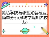 潍坊学院有哪些知名校友，简单分析(潍坊学院知名校友)