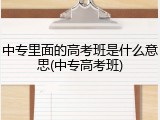 中专里面的高考班是什么意思(中专高考班)