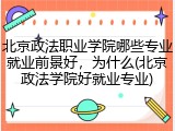 北京政法职业学院哪些专业就业前景好，为什么(北京政法学院好就业专业)