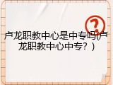 卢龙职教中心是中专吗(卢龙职教中心中专？)