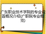 广东职业技术学院的专业设置概况介绍(广职院专业概览)