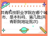 共青科技职业学院在哪个城市，是本科吗，第几批(共青职院地址批次)