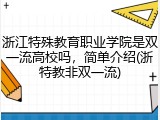 浙江特殊教育职业学院是双一流高校吗，简单介绍(浙特教非双一流)
