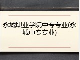 永城职业学院中专专业(永城中专专业)