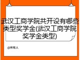 武汉工商学院共开设有哪些类型奖学金(武汉工商学院奖学金类型)