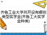 齐鲁工业大学共开设有哪些类型奖学金(齐鲁工大奖学金种类)