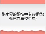 张家界的职校中专有哪些(张家界职校中专)