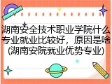湖南安全技术职业学院什么专业就业比较好，原因是啥(湖南安院就业优势专业)