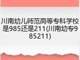 川南幼儿师范高等专科学校是985还是211(川南幼专985211)