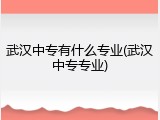 武汉中专有什么专业(武汉中专专业)