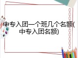 中专入团一个班几个名额(中专入团名额)