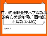 广西物流职业技术学院就读的真实感觉如何(广西物流职院就读体验)