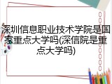 深圳信息职业技术学院是国家重点大学吗(深信院是重点大学吗)