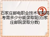 石家庄邮电职业技术学院高考需多少分能录取呢(石家庄邮院录取分数)