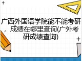广西外国语学院能不能考研，成绩在哪里查询(广外考研成绩查询)