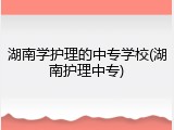 湖南学护理的中专学校(湖南护理中专)