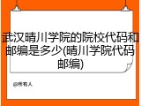 武汉晴川学院的院校代码和邮编是多少(晴川学院代码邮编)
