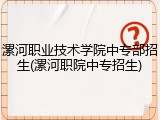 漯河职业技术学院中专部招生(漯河职院中专招生)