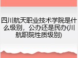四川航天职业技术学院是什么级别，公办还是民办(川航职院性质级别)