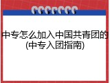 中专怎么加入中国共青团的(中专入团指南)