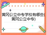 黄冈公立中专学校有哪些(黄冈公立中专)