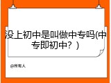 没上初中是叫做中专吗(中专即初中？)