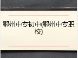 鄂州中专初中(鄂州中专职校)