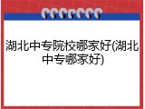 湖北中专院校哪家好(湖北中专哪家好)