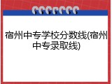 宿州中专学校分数线(宿州中专录取线)