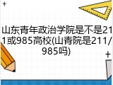 山东青年政治学院是不是211或985高校(山青院是211/985吗)