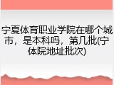 宁夏体育职业学院在哪个城市，是本科吗，第几批(宁体院地址批次)