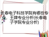 长春电子科技学院有哪些专业，王牌专业分析(长春电子学院专业分析)