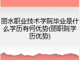 丽水职业技术学院毕业是什么学历有何优势(丽职院学历优势)