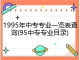 1995年中专专业一览表查询(95中专专业目录)