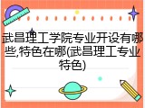 武昌理工学院专业开设有哪些,特色在哪(武昌理工专业特色)