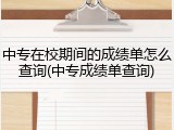 中专在校期间的成绩单怎么查询(中专成绩单查询)