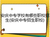 安庆中专学校有哪些职校招生(安庆中专招生职校)