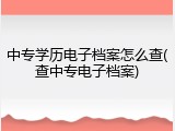 中专学历电子档案怎么查(查中专电子档案)