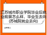 江苏城市职业学院毕业后就业前景怎么样，毕业生去向(苏城院就业去向)