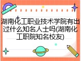 湖南化工职业技术学院有出过什么知名人士吗(湖南化工职院知名校友)