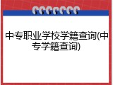 中专职业学校学籍查询(中专学籍查询)