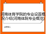 河南体育学院的专业设置概况介绍(河南体院专业概览)