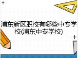 浦东新区职校有哪些中专学校(浦东中专学校)